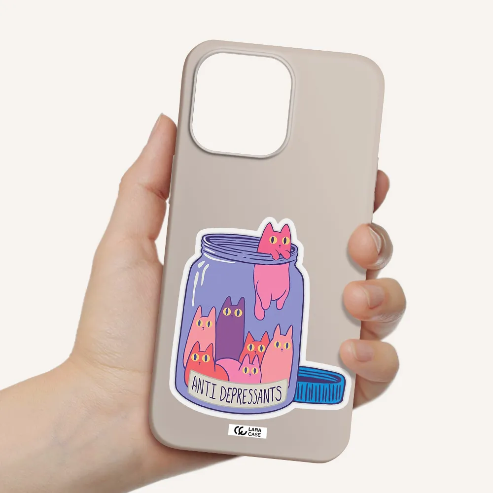 Anti Depressants Cats Apple iPhone 14 pro max Silicone Stone Case