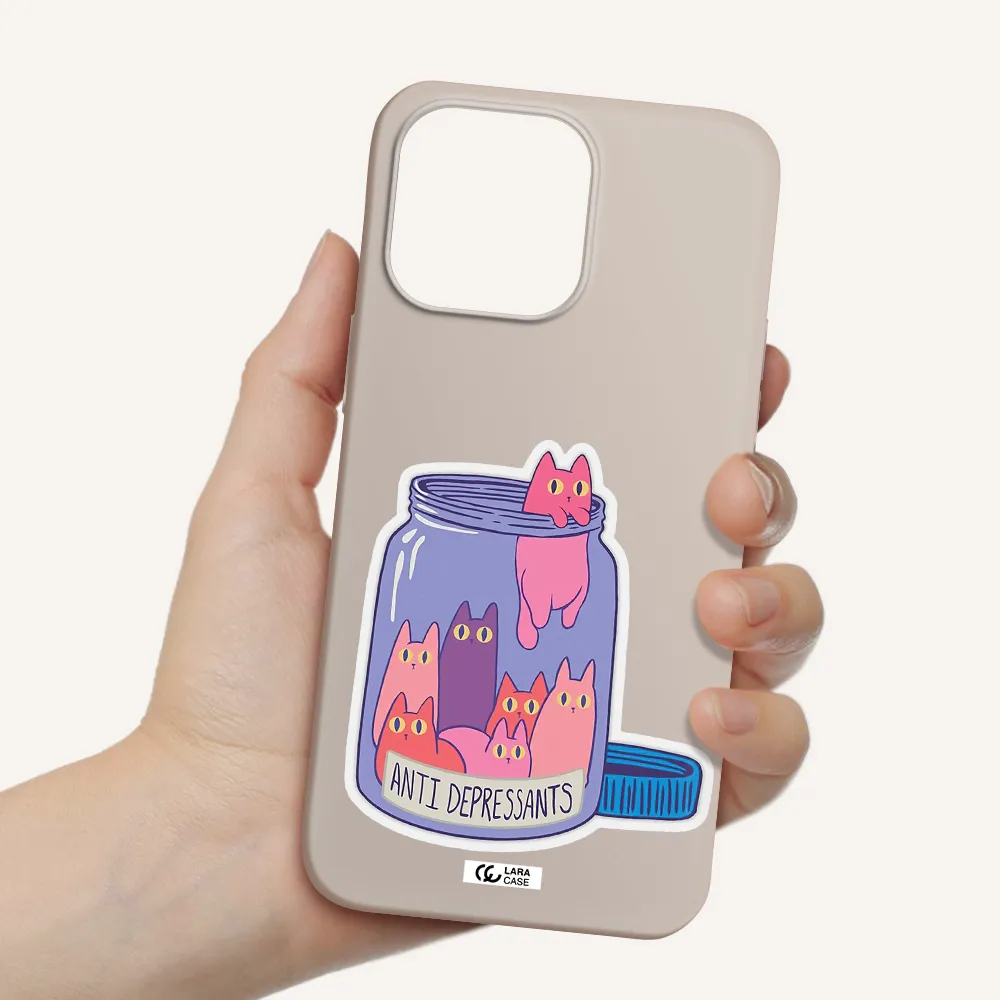 Anti Depressants Cats Apple iPhone 14 pro Silicone Stone Case
