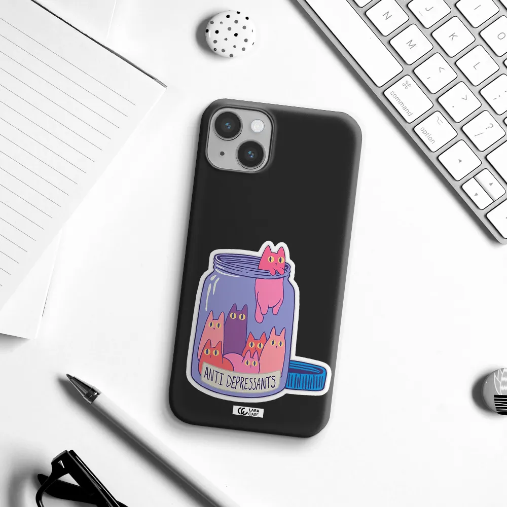 Anti Depressants Cats Apple iPhone 14 Silicone black Case