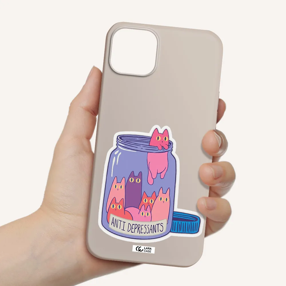 Anti Depressants Cats Apple iPhone 14 Silicone Stone Case