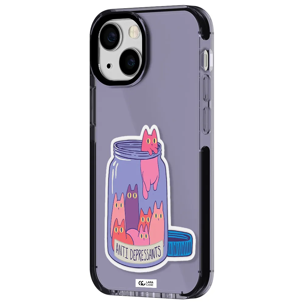 Anti Depressants Cats Apple iPhone 15 impact Lilac Case