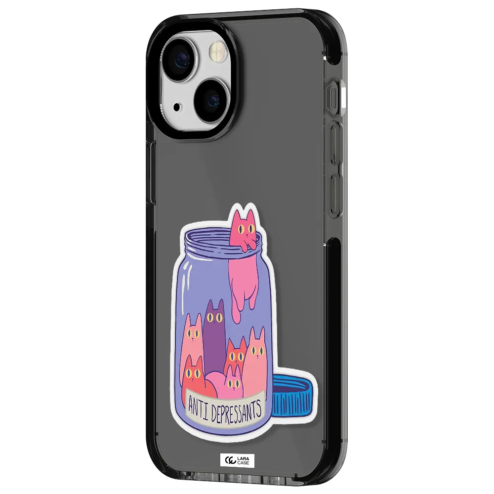 Anti Depressants Cats Apple iPhone 15 impact Smoke Black Case