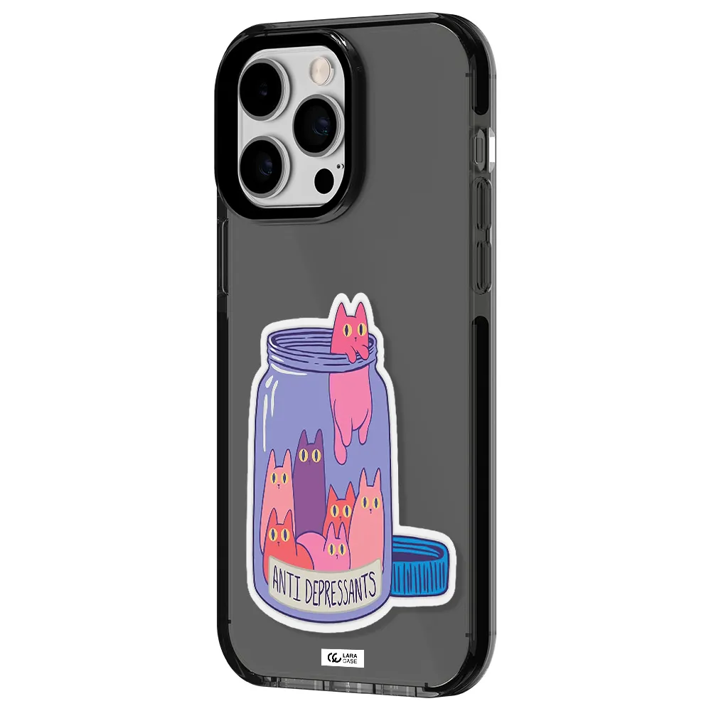 Anti Depressants Cats Apple iPhone 15 Pro Max impact Smoke Black Case