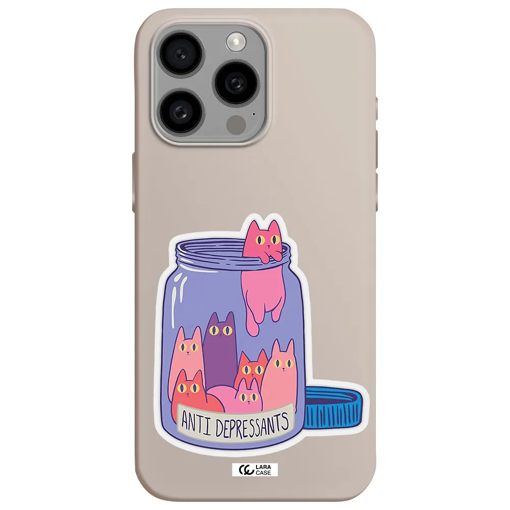 Anti Depressants Cats Apple Iphone 15 Pro max Silicone Stone Case