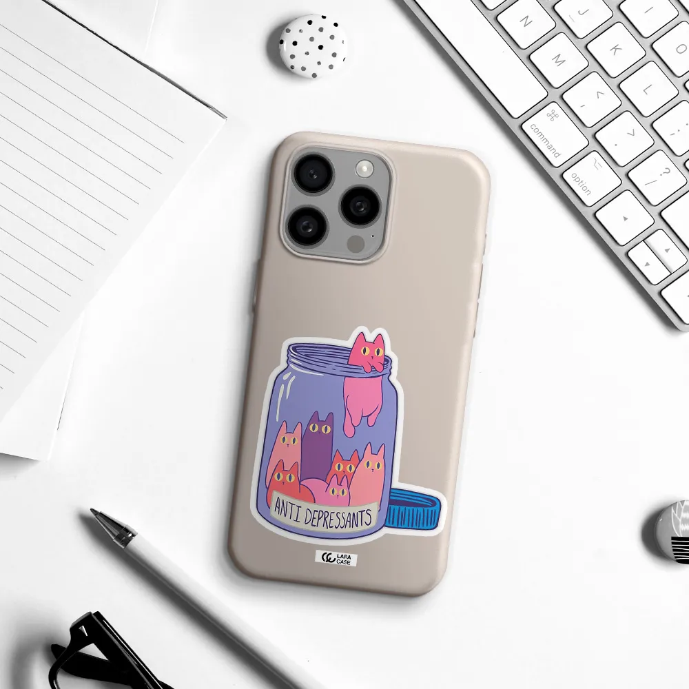 Anti Depressants Cats Apple Iphone 15 Pro max Silicone Stone Case