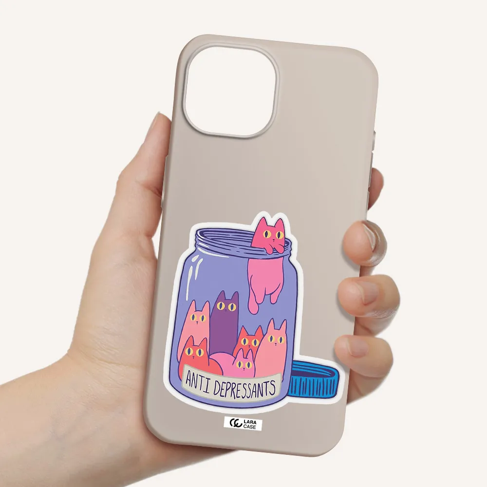Anti Depressants Cats Apple iPhone 15 Silicone Stone Case