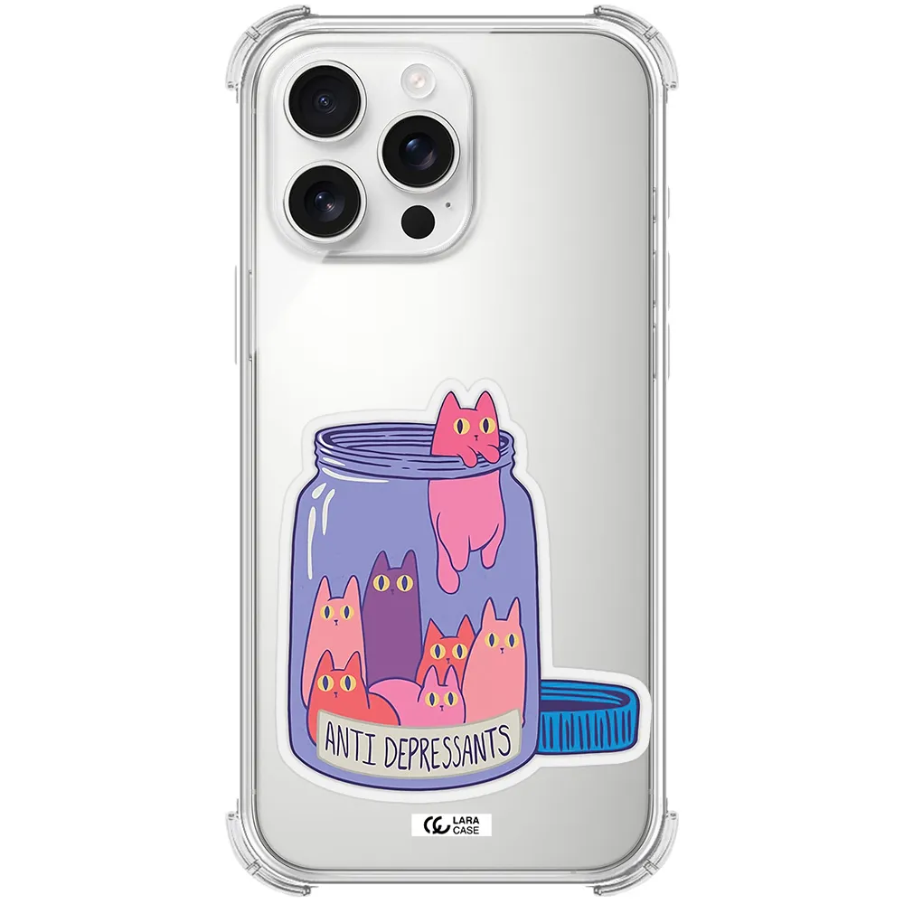 Anti Depressants Cats Apple Iphone 16 Pro Max Clear Pc Case