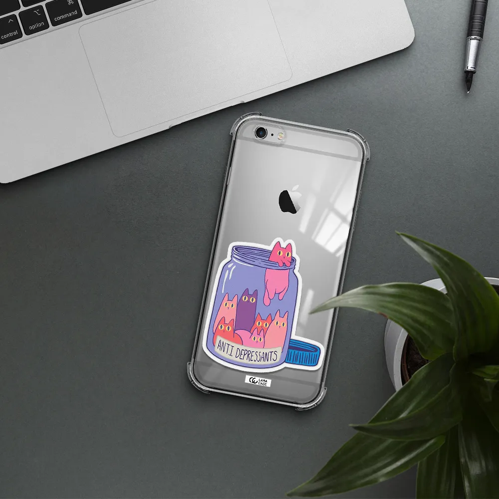 Anti Depressants Cats Apple iPhone 6 plus Clear PC Case