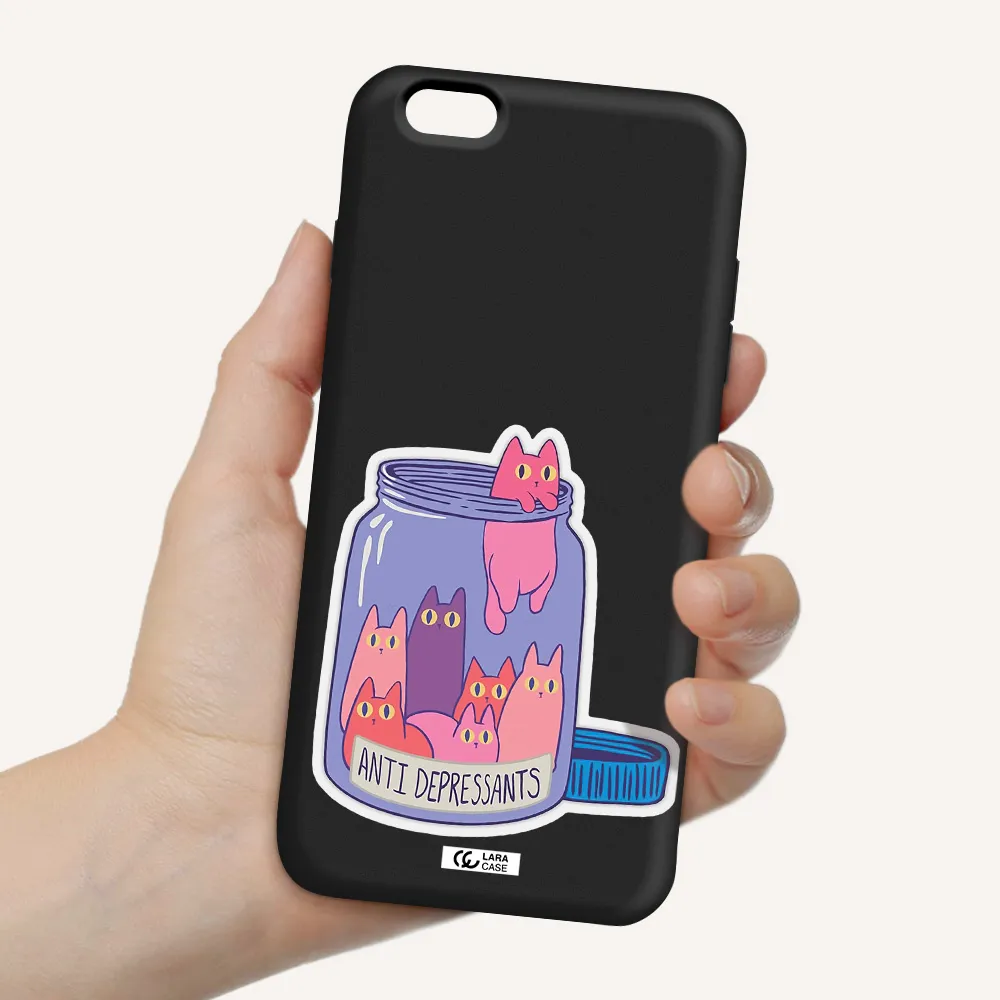 Anti Depressants Cats Apple iPhone 6 plus Silicone black Case