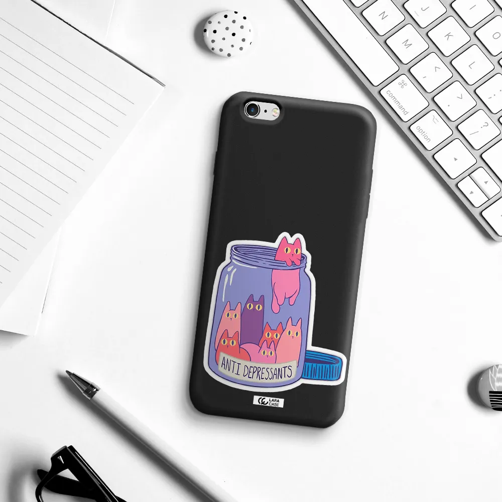 Anti Depressants Cats Apple iPhone 6 plus Silicone black Case