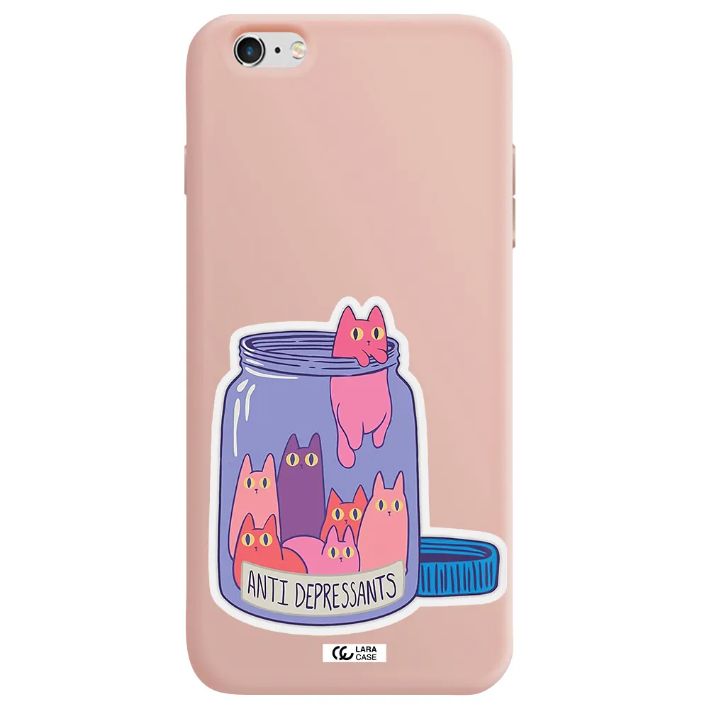 Anti Depressants Cats Apple iPhone 6 plus Silicone pastel pink Case