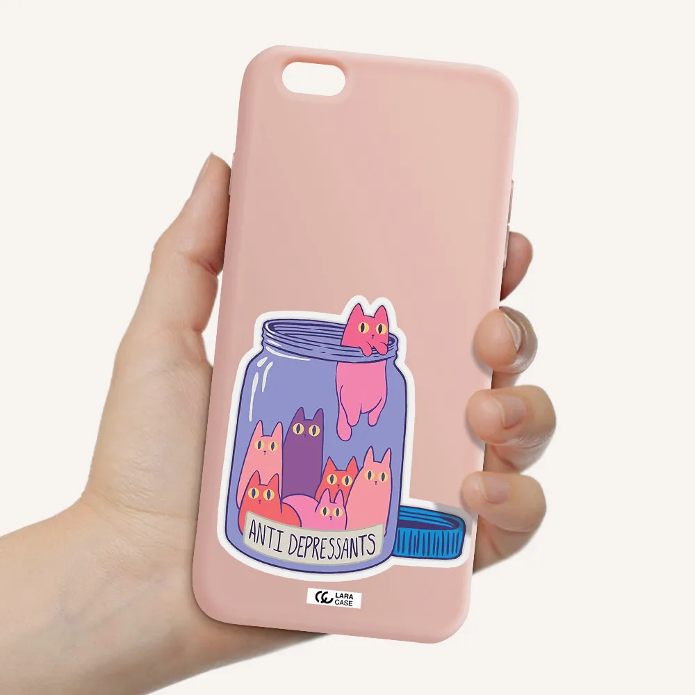 Anti Depressants Cats Apple iPhone 6 plus Silicone pastel pink Case