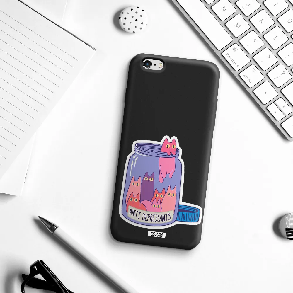 Anti Depressants Cats Apple iPhone 6 s plus Silicone black Case