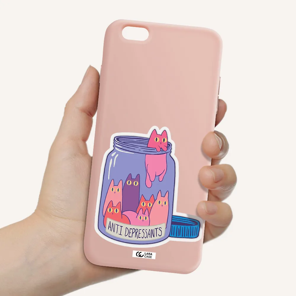 Anti Depressants Cats Apple iPhone 6 s plus Silicone pastel pink Case