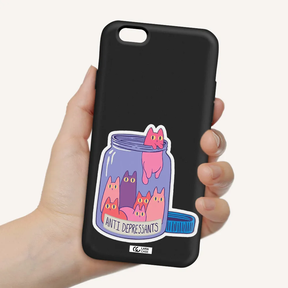 Anti Depressants Cats Apple iPhone 6 Silicone black Case