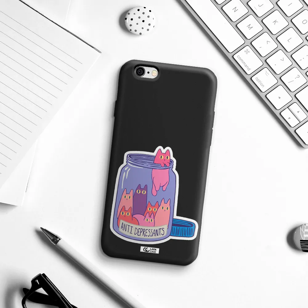 Anti Depressants Cats Apple iPhone 6 Silicone black Case