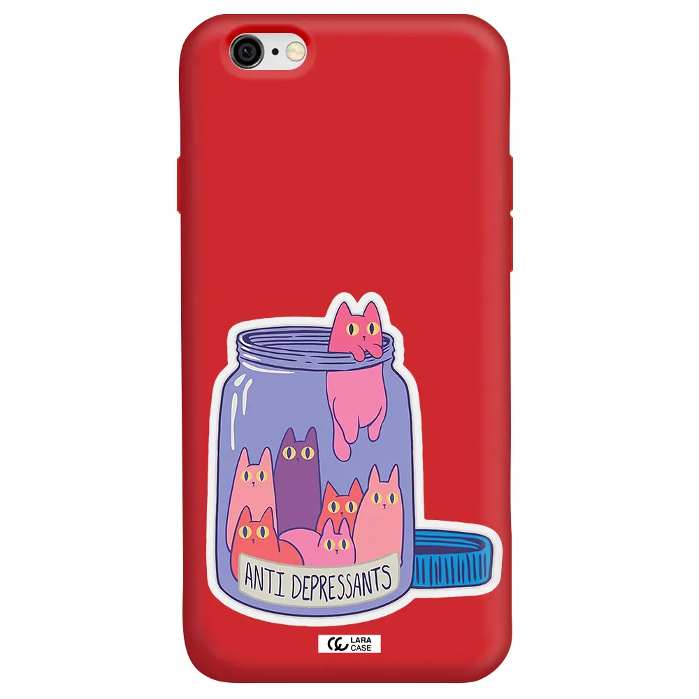 Anti Depressants Cats Apple iPhone 6 Silicone Imperial Red Case