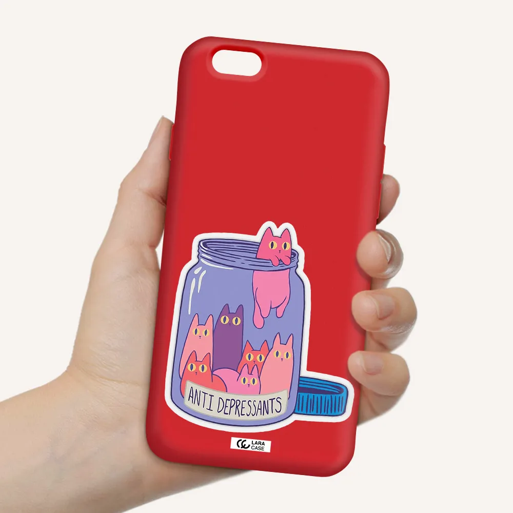 Anti Depressants Cats Apple iPhone 6 Silicone Imperial Red Case