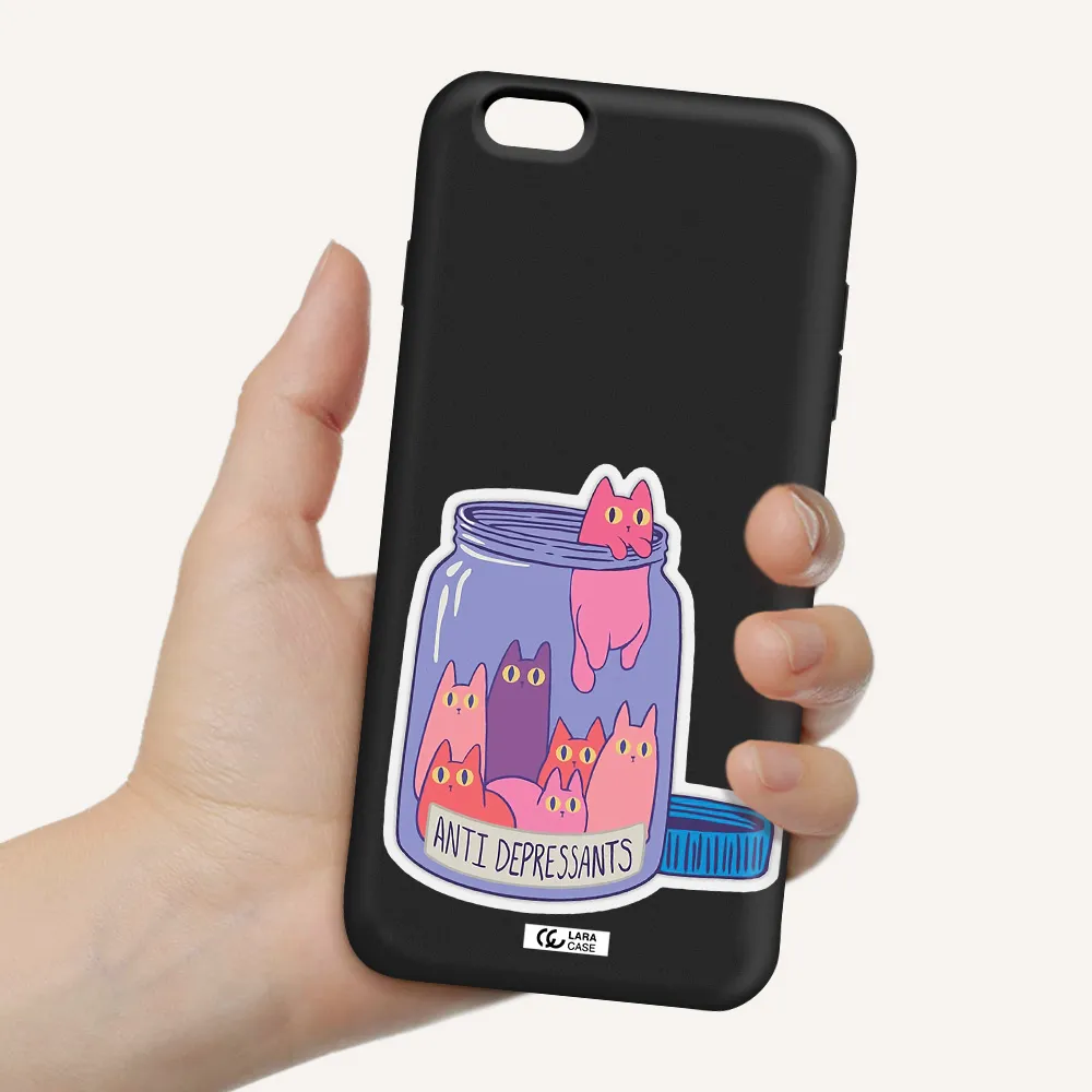 Anti Depressants Cats Apple iPhone 6S Silicone black Case
