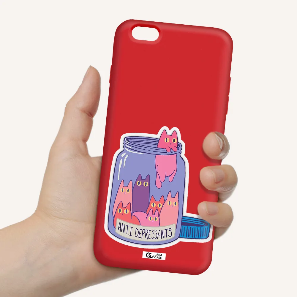 Anti Depressants Cats Apple iPhone 6S Silicone Imperial Red Case