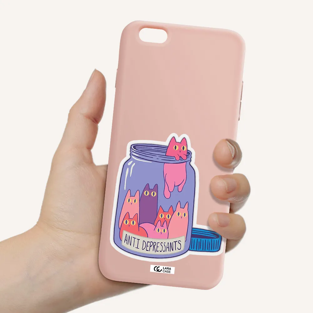 Anti Depressants Cats Apple iPhone 6S Silicone pastel pink Case