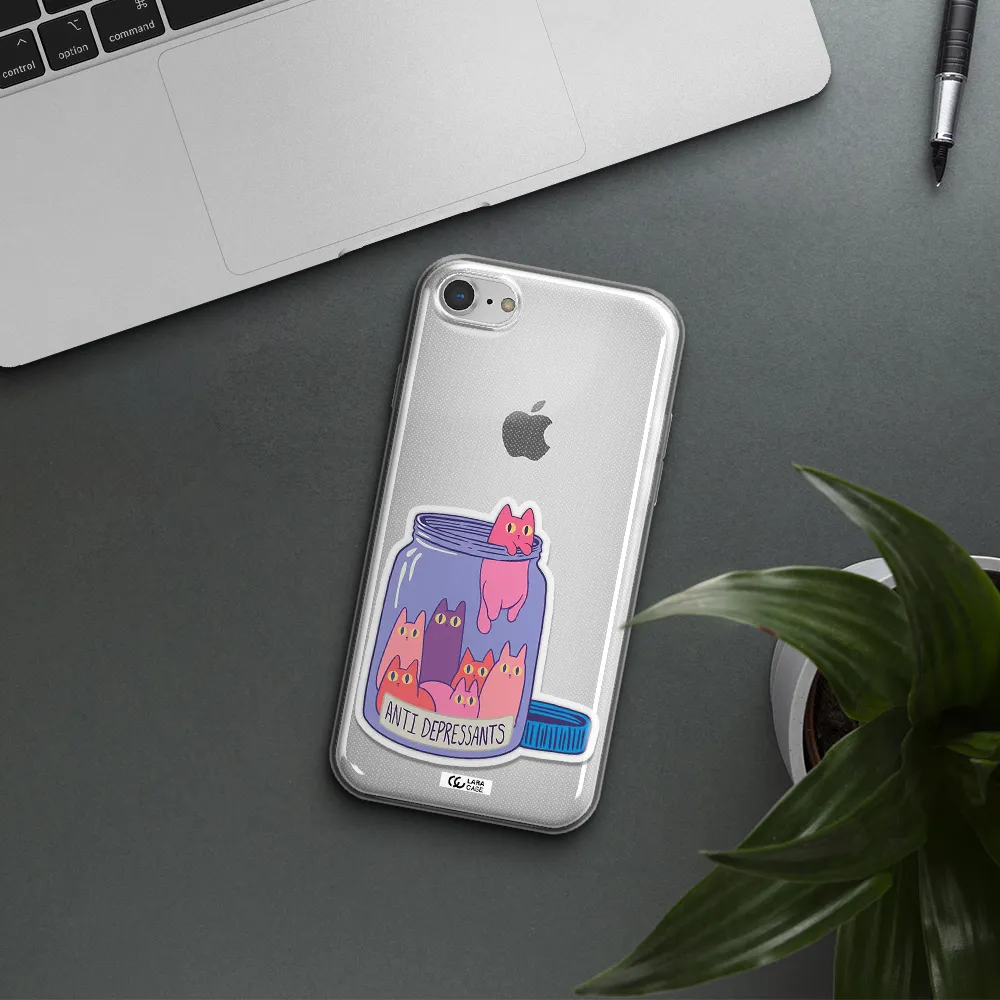 Anti Depressants Cats Apple iPhone 7 Clear TPU Case