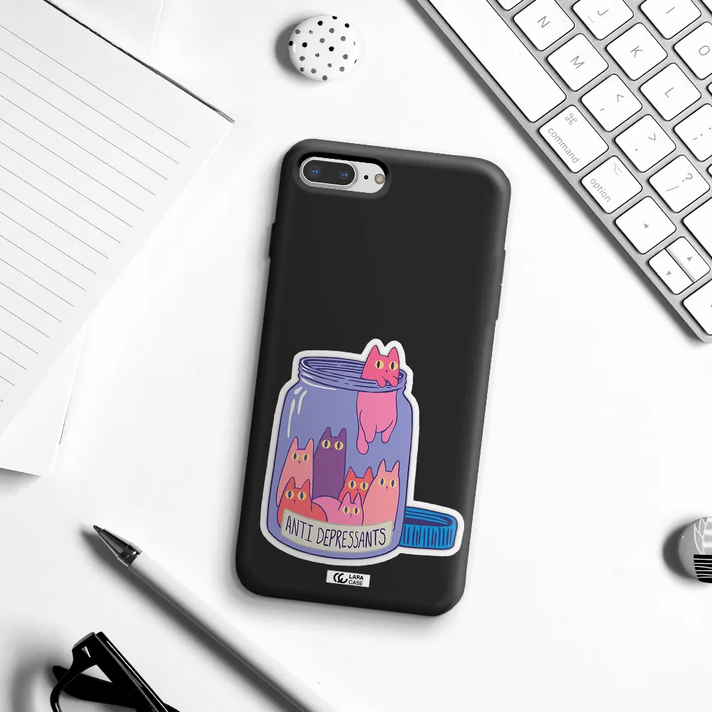 Anti Depressants Cats Apple iPhone 7 plus Silicone black Case