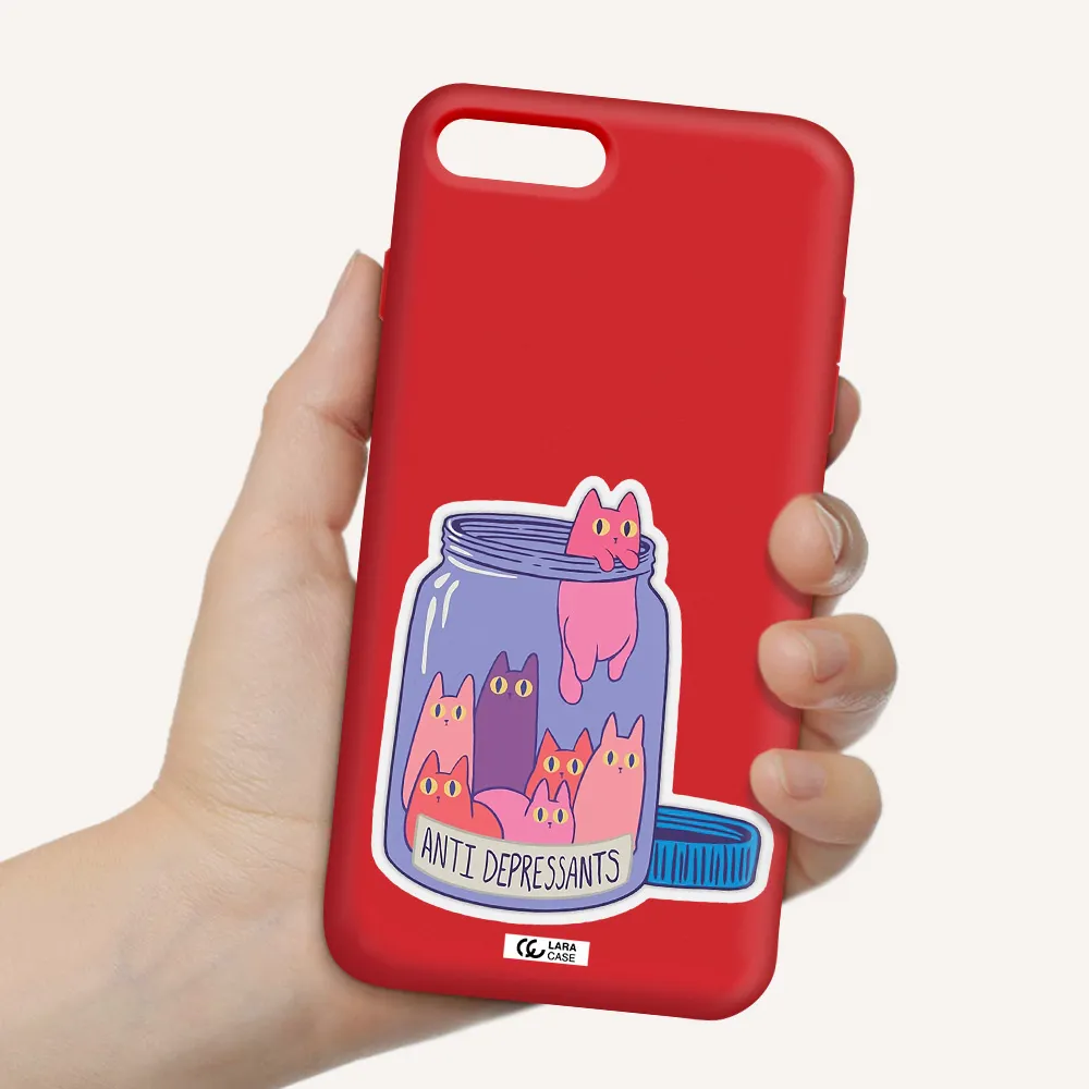 Anti Depressants Cats Apple iPhone 7 plus Silicone Imperial Red Case