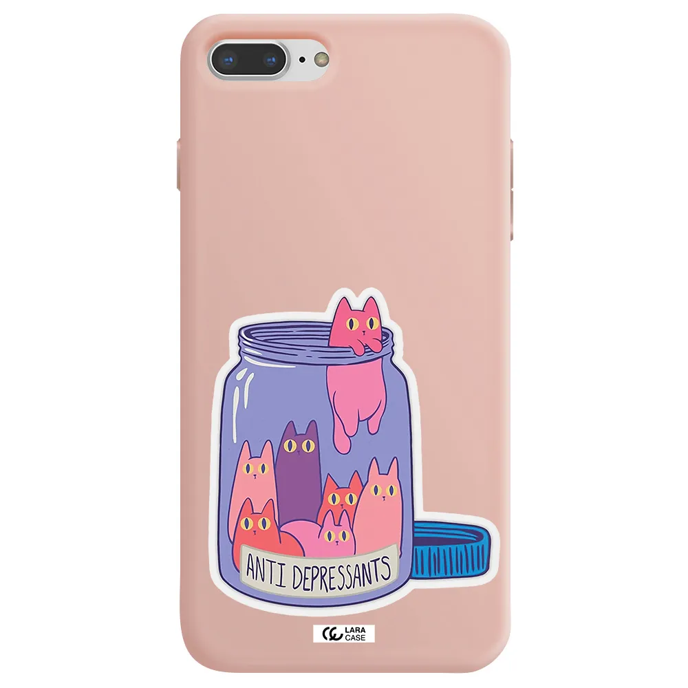 Anti Depressants Cats Apple iPhone 7 plus Silicone pastel pink Case