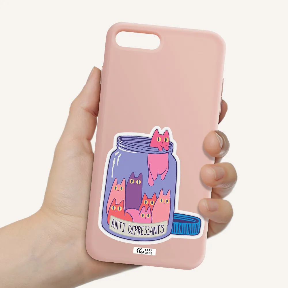 Anti Depressants Cats Apple iPhone 7 plus Silicone pastel pink Case