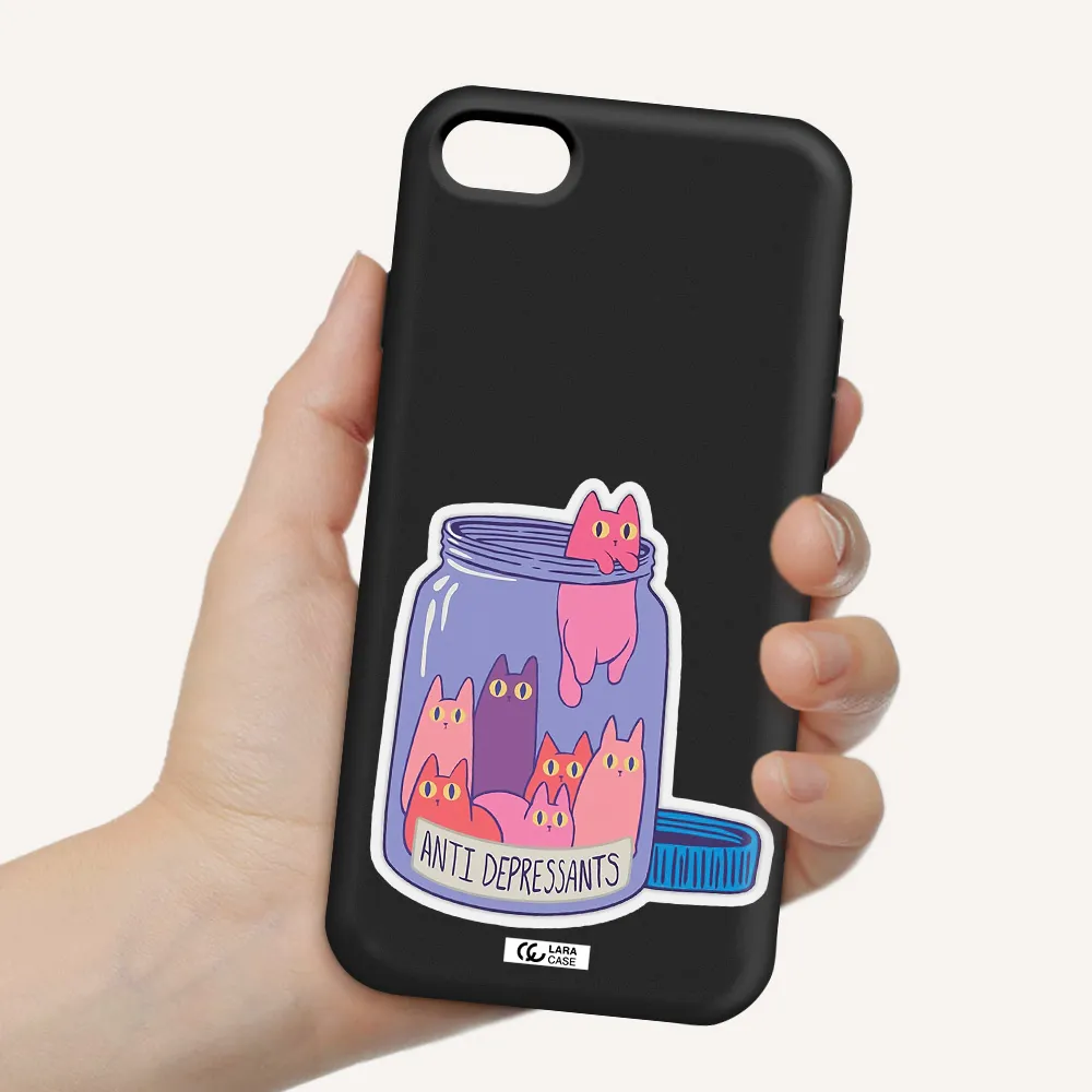 Anti Depressants Cats Apple iPhone 7 Silicone black Case