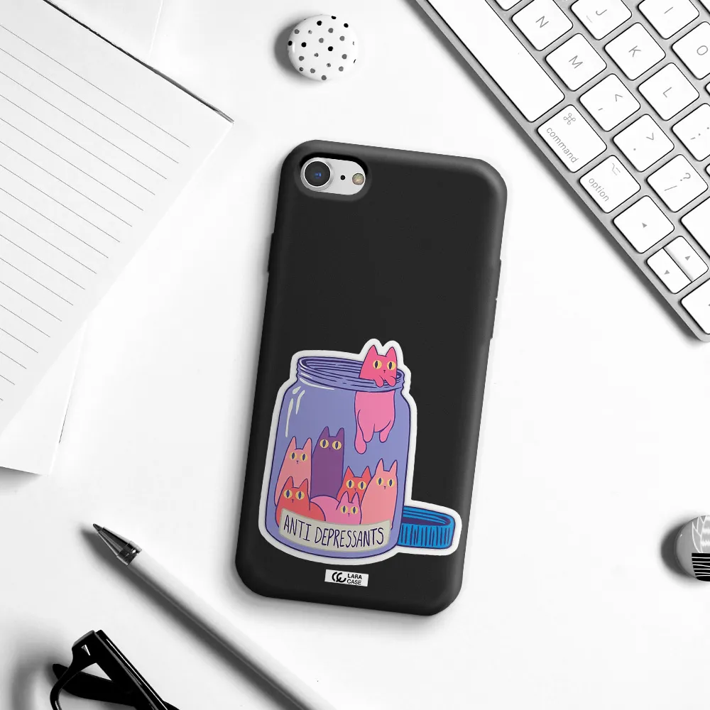 Anti Depressants Cats Apple iPhone 7 Silicone black Case