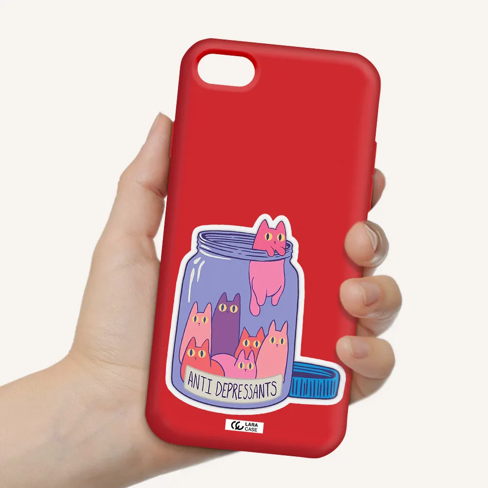 Anti Depressants Cats Apple iPhone 7 Silicone Imperial Red Case