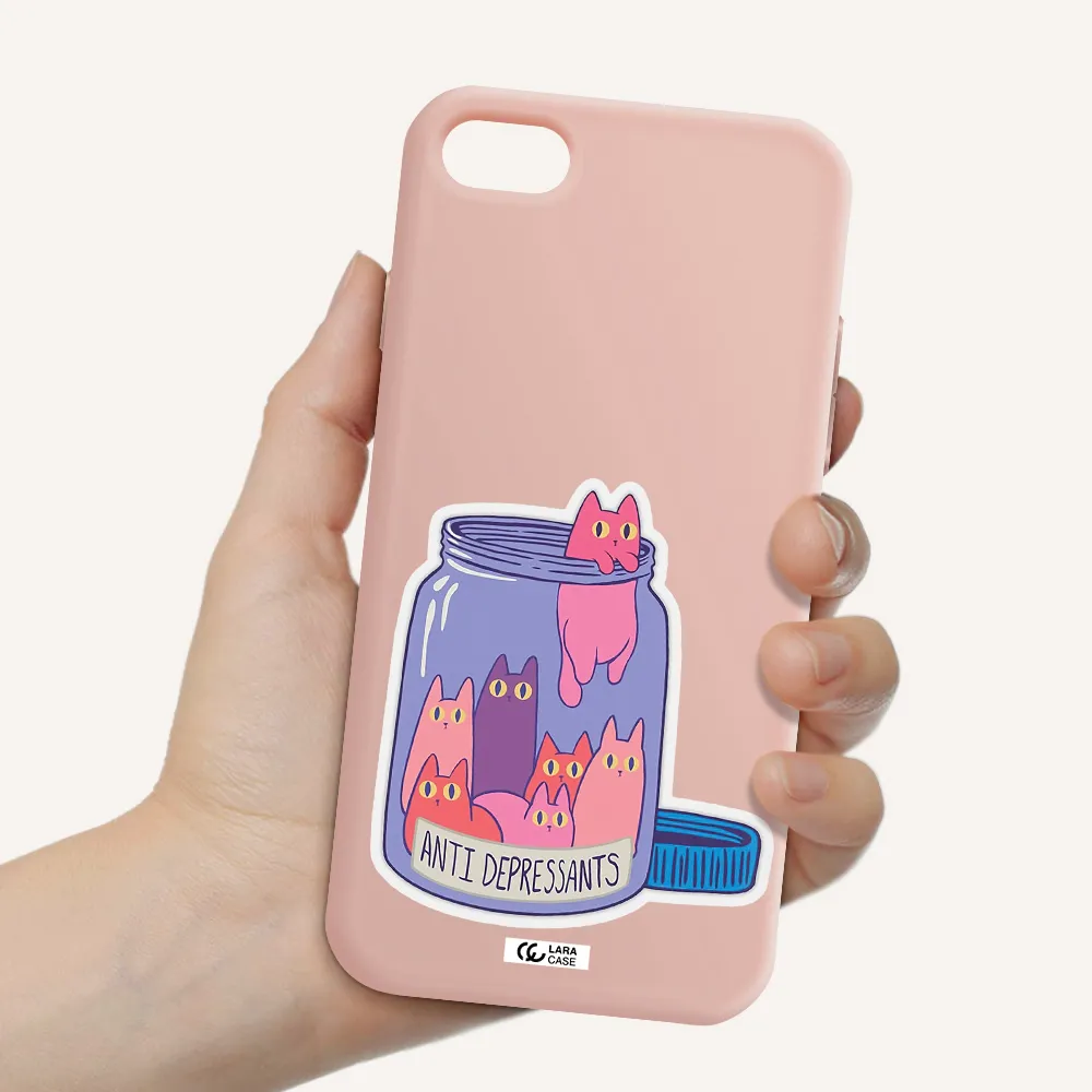 Anti Depressants Cats Apple iPhone 7 Silicone pastel pink Case