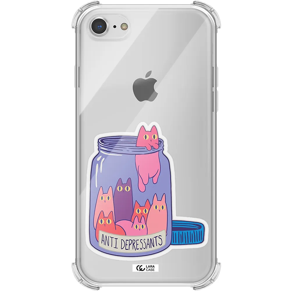 Anti Depressants Cats Apple iPhone 8 Clear PC Case