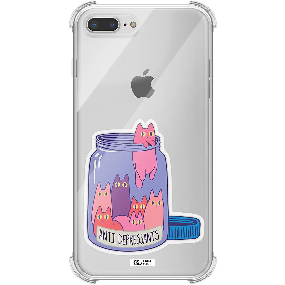 Anti Depressants Cats Apple iPhone 8 plus Clear PC Case