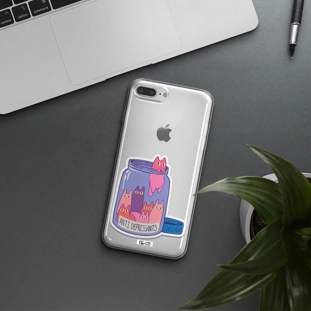 Anti Depressants Cats Apple iPhone 8 plus Clear TPU Case