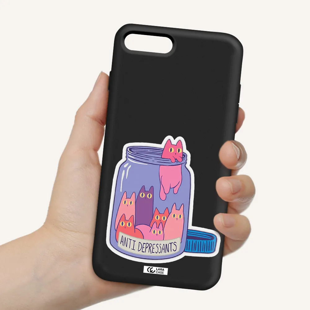 Anti Depressants Cats Apple iPhone 8 plus Silicone black Case
