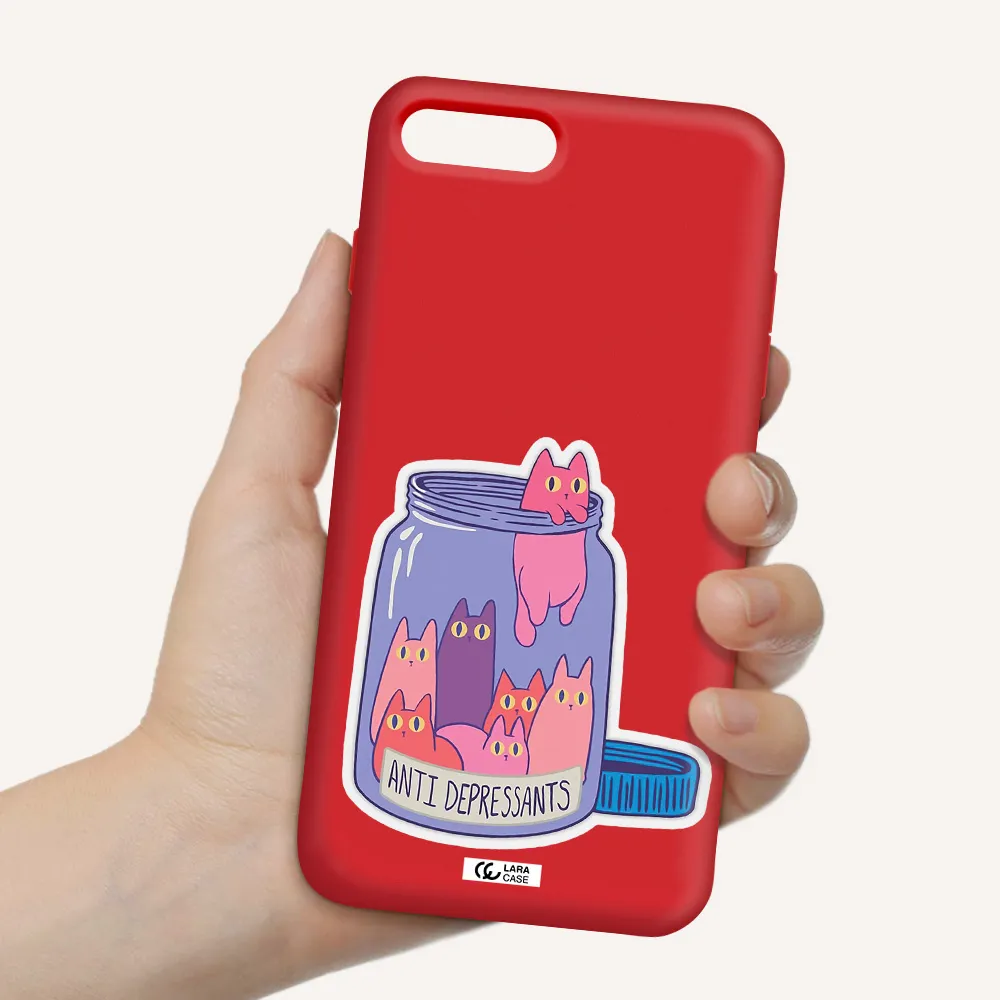 Anti Depressants Cats Apple iPhone 8 plus Silicone Imperial Red Case