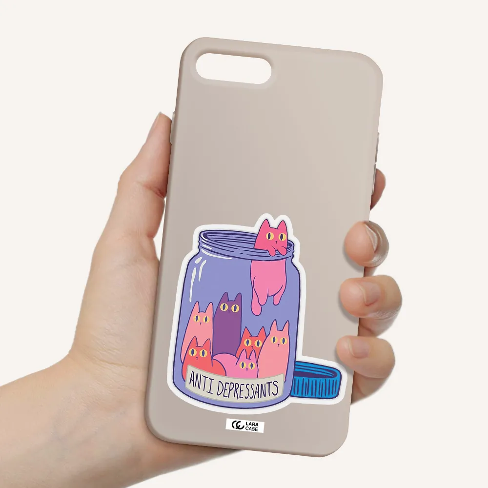 Anti Depressants Cats Apple iPhone 8 plus Silicone Stone Case