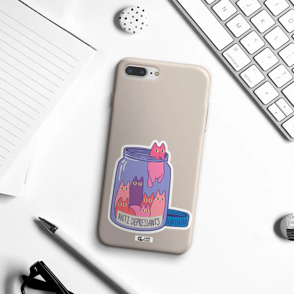 Anti Depressants Cats Apple iPhone 8 plus Silicone Stone Case