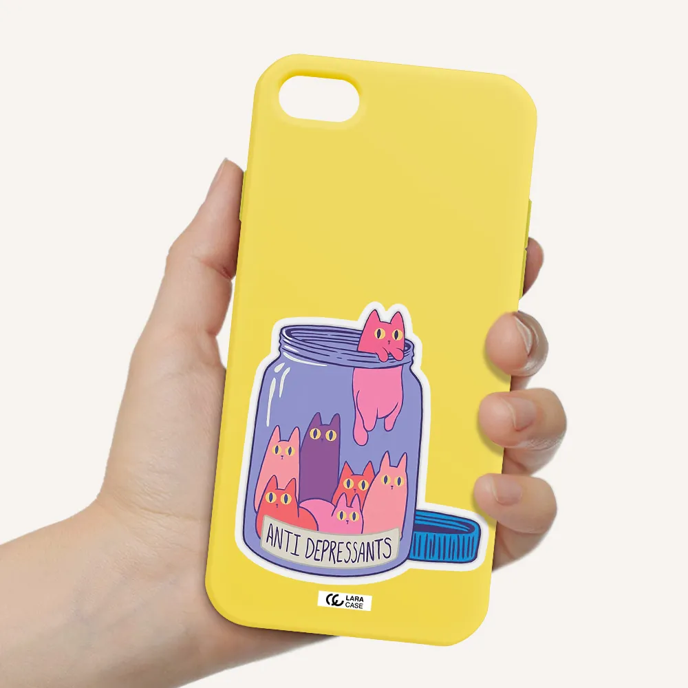 Anti Depressants Cats Apple iPhone 8 Silicone canary yellow Case