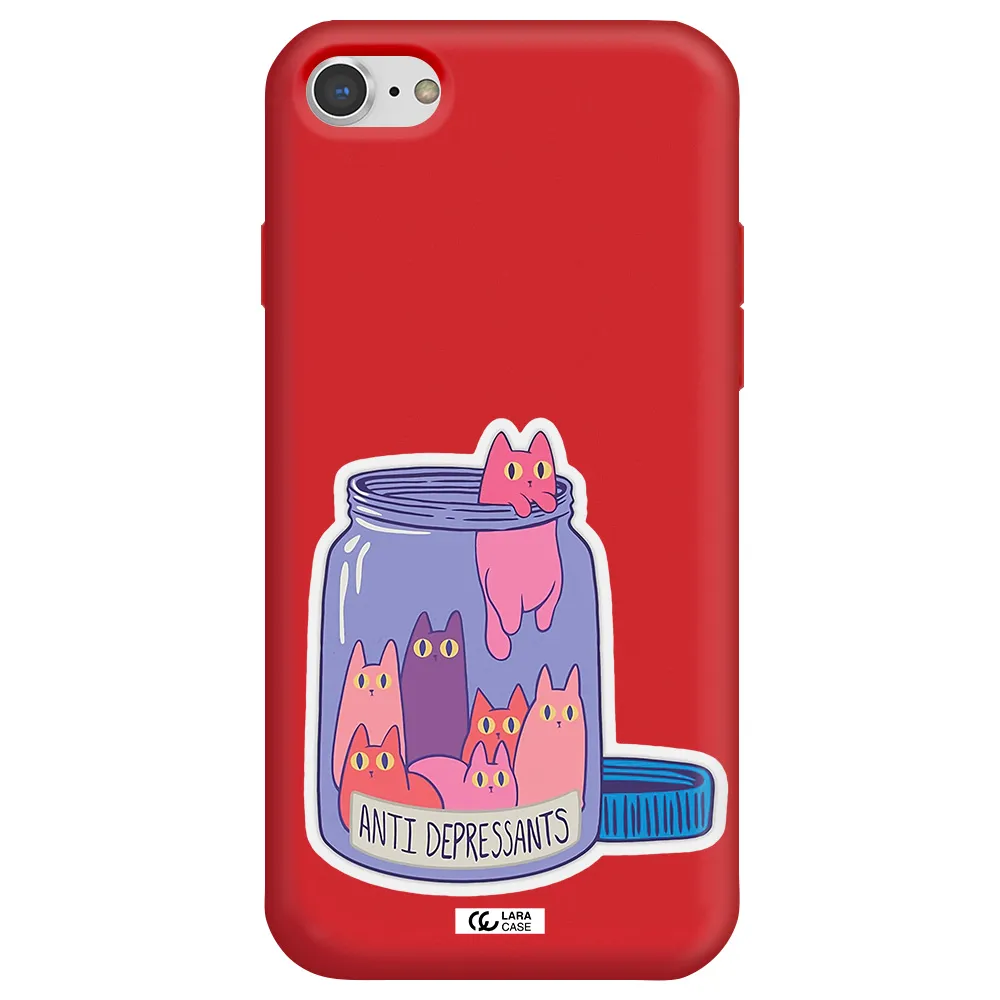 Anti Depressants Cats Apple iPhone 8 Silicone Imperial Red Case