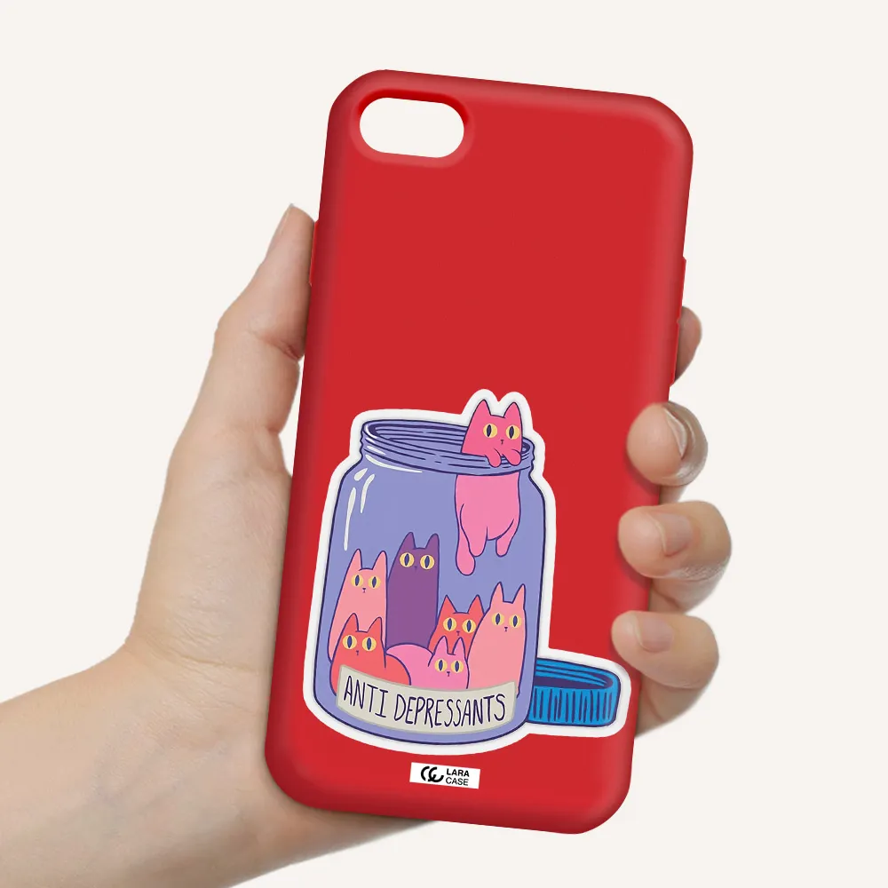 Anti Depressants Cats Apple iPhone 8 Silicone Imperial Red Case