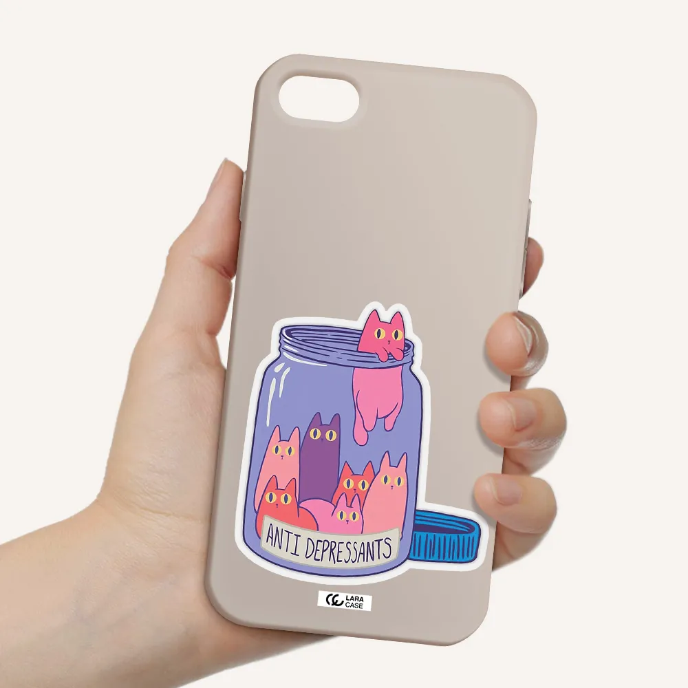 Anti Depressants Cats Apple iPhone 8 Silicone Stone Case