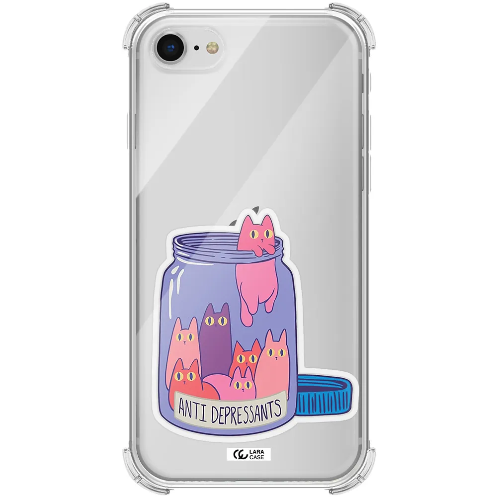 Anti Depressants Cats Apple iPhone se 2020 Clear PC Case