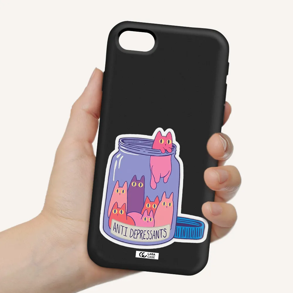 Anti Depressants Cats Apple iPhone se 2020 Silicone black Case