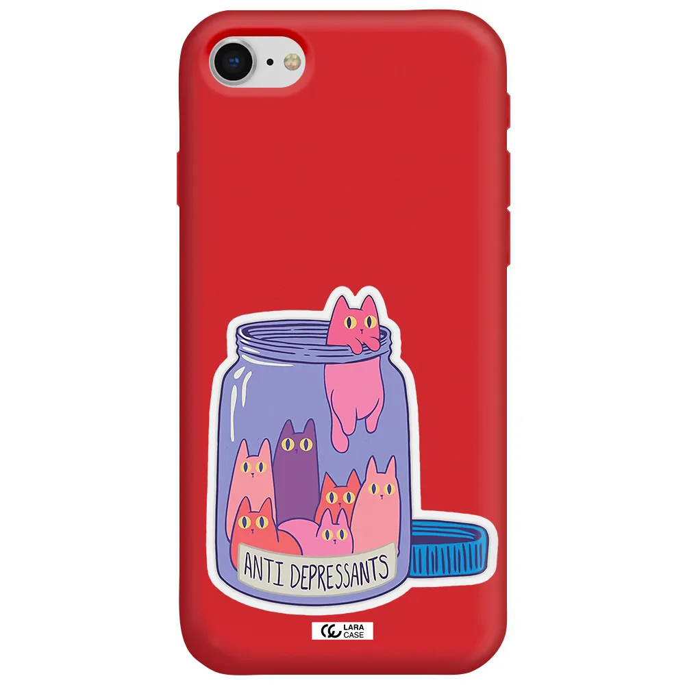 Anti Depressants Cats Apple iPhone se 2020 Silicone Imperial Red Case