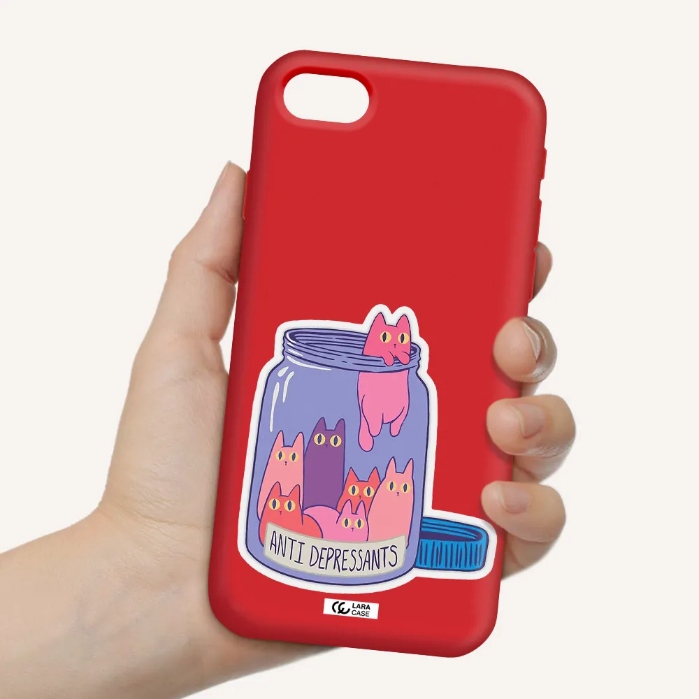 Anti Depressants Cats Apple iPhone se 2020 Silicone Imperial Red Case