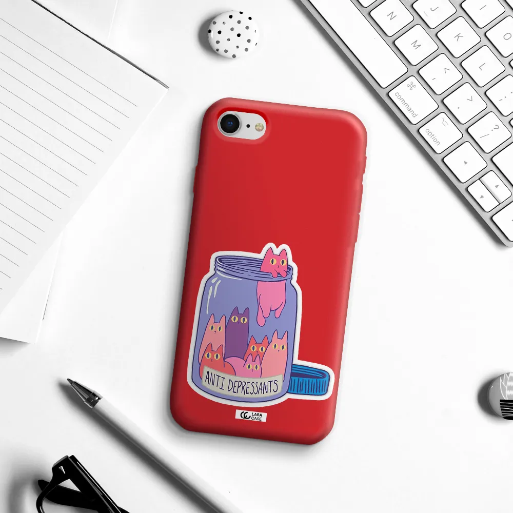Anti Depressants Cats Apple iPhone se 2020 Silicone Imperial Red Case